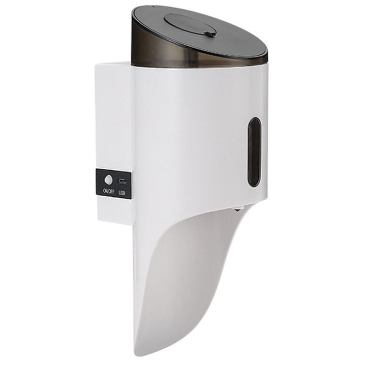 Automatikus folyékonyszappan adagoló, Érintésmentes intelligens érzékelő, falra szerelhető, kiváló minőségű ABS műanyagból készült, különféle környezetbe alkalmas, elegáns, vízálló, fehér színű, 700 ml-es űrtartalom, Vaxiuja, fehér/fekete