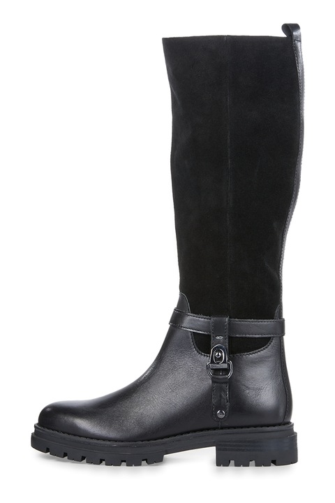 Marco Tozzi, Cizme lungi pana la genunchi, din piele si piele intoarsa, Negru
