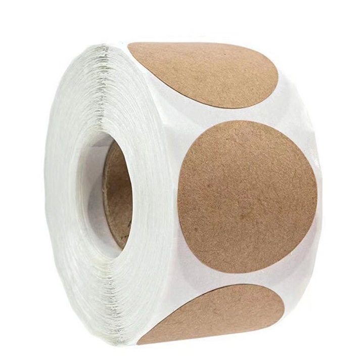Természetes barna kraft öntapadós címkék, 2” (500 db tekercsenként) - Üres kerek matricák bolttulajdonosoknak, kézműveseknek, rendszerezéshez, befőttesüveg és konzerv címkék, árcédulák, készletkisöprés