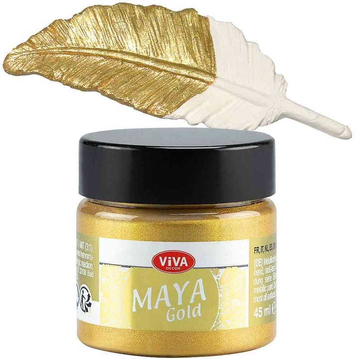 Vopsea metalica acrilica lucioasa Maya-Gold VIVA DECOR, 45ml Crem sampanie