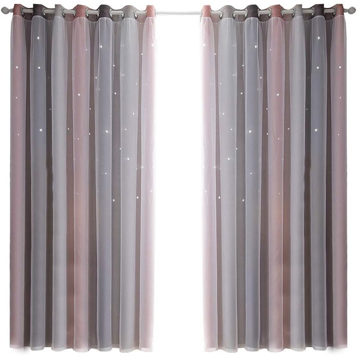 Draperii blackout stele, dublu strat, gri, 100x250cm