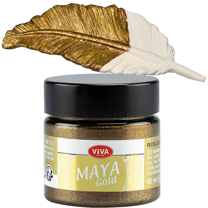 Vopsea metalica acrilica lucioasa Maya-Gold VIVA DECOR, 45ml Bronz
