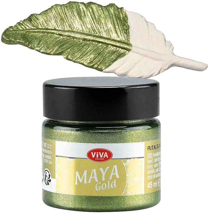 Vopsea metalica acrilica lucioasa Maya-Gold VIVA DECOR, 45ml Verde oliv