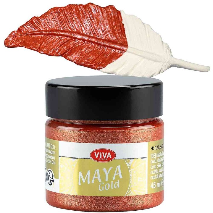 Vopsea metalica acrilica lucioasa Maya-Gold VIVA DECOR, 45ml Cupru rosu