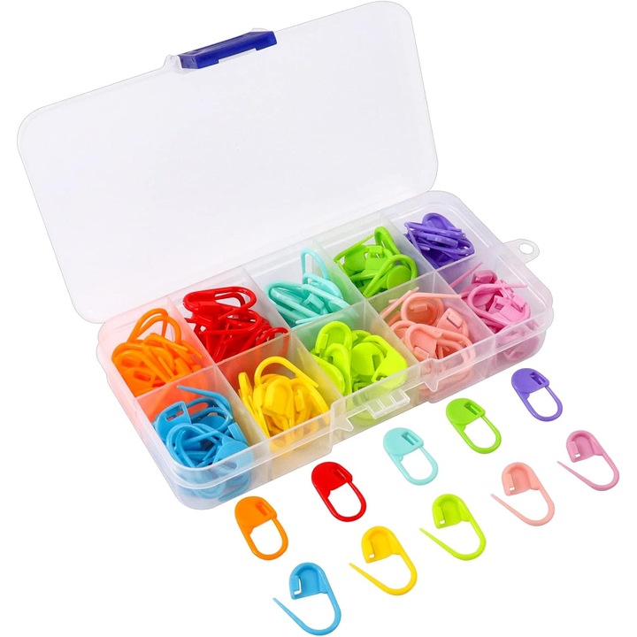 Marcatori crosetat set 120 buc multicolor 22x10mm cu cutie depozitare