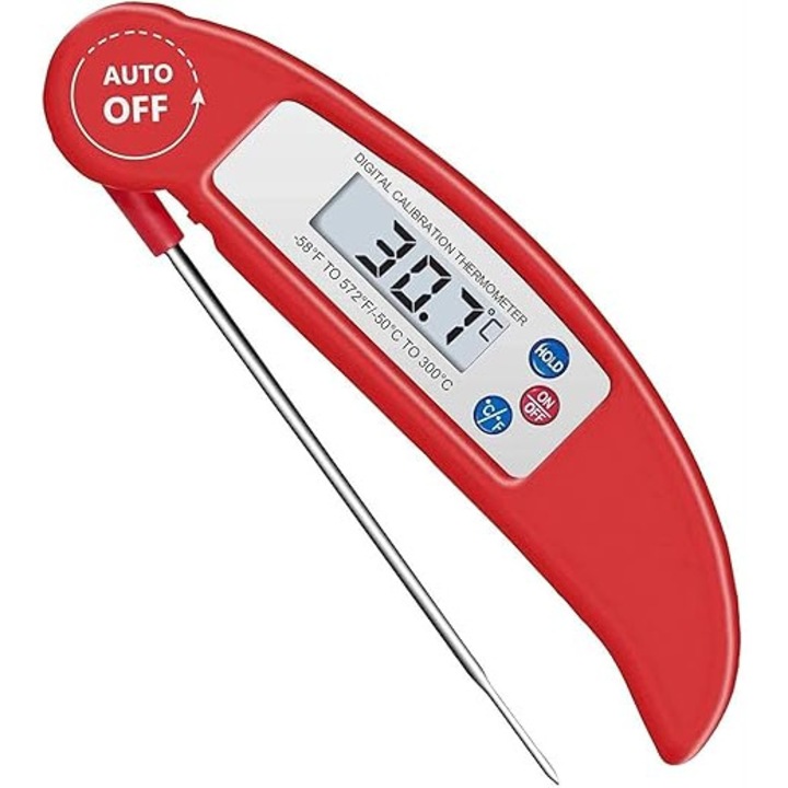 Termometru digital pentru carne cu citire instantanee, ultra rapid, impermeabil, pentru bucatarie, gatit, bomboane, sonda pentru gratar in aer liber, afumator, coacere, curcan si prajire in ulei
