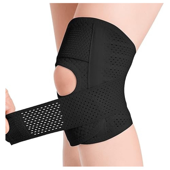 Aparatoare genunchi cu suport lateral, ajustabil, respirabil, pentru dureri de menisc, 13.8-23.2 inch