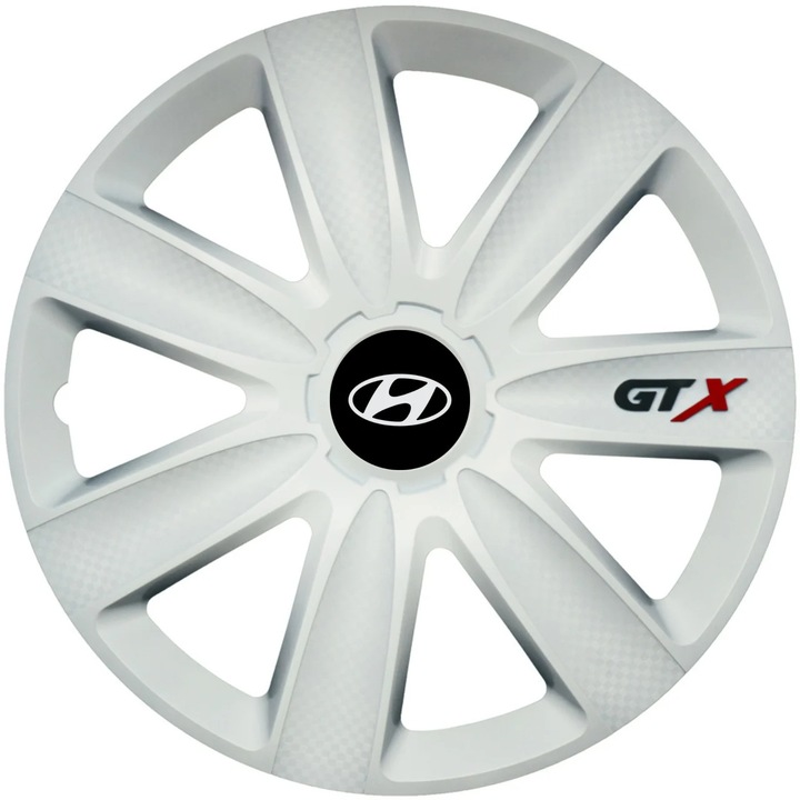 Set 4 Capace Roti GTX Alb R15, Compatibil Cu Hyundai