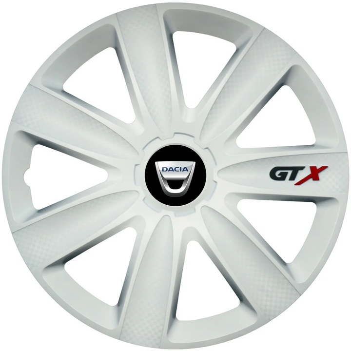 Set 4 Capace Roti GTX Alb R15, Compatibil Cu Dacia