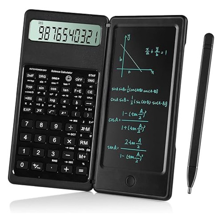 Calculator stiintific cu notite, ecran mare albastru, negru, 16x7.8x1.28cm