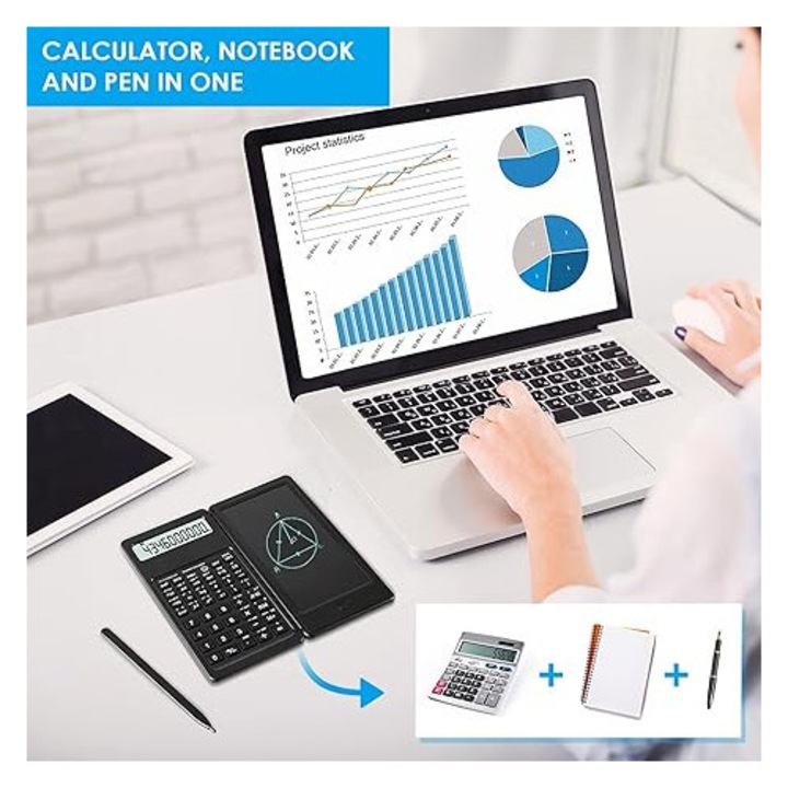 Calculator stiintific cu notite, ecran mare albastru, negru, 16x7.8x1.28cm