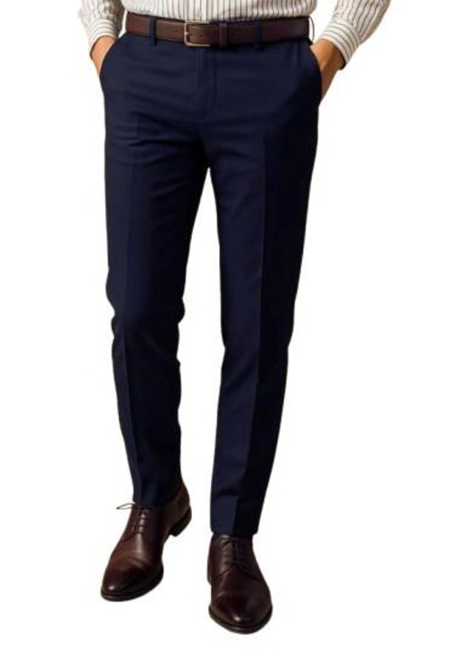 Pantaloni pentru barbati, Stofa, Manso, Bleumarin, Slim fit, Marimea 52