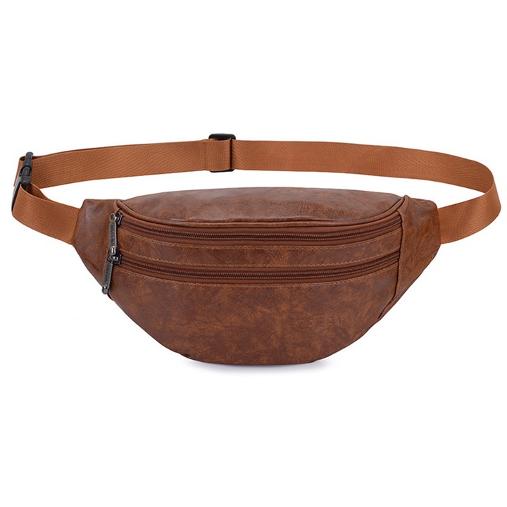 PU bőr sport övtáska, nagy kapacitású, fekete, állítható