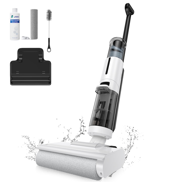 Aspirator vertical cu spalare JONR ED12 Lite, 2600*5 mAh, 100㎡, 750ml+450ml, 230W, Pentru podele dure si par de animale, Autocuratare, Utilizare umeda si uscata, Curatare margini 1 mm