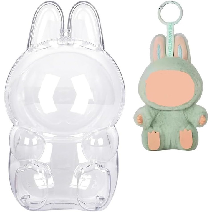 Átlátszó PVC tok LABUBU babákhoz, porvédővel, a második generációs ülésekhez alkalmas, könnyen felszerelhető, modern és tartós, védi a babát (a baba nem tartozék), 2 darabos készlet