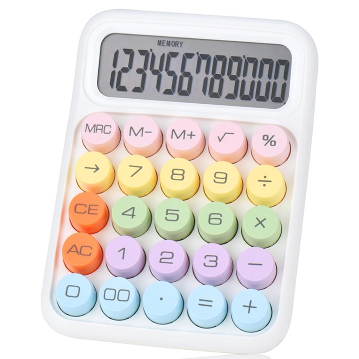 Mechanikus számológép kulccsal, Rqiurpn, Nagy, 12 számjegyű LCD kijelző, Gyors és pontos, nagy, könnyen megnyomható gombok, Automatikus kikapcsolás, Alkalmas vállalkozásoknak, irodáknak, iskoláknak és helyi üzleteknek