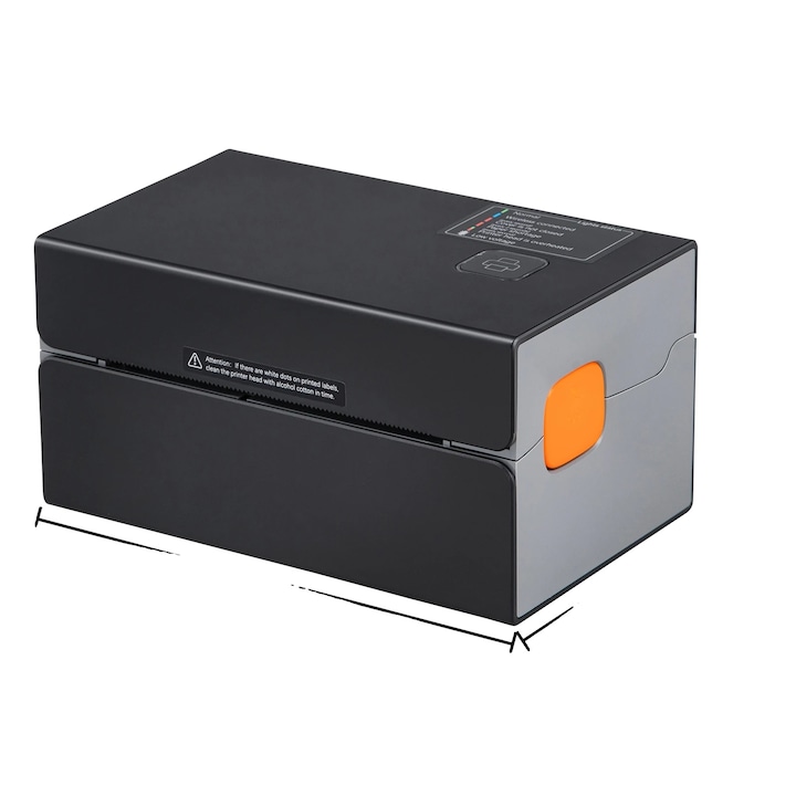 Hőnyomtató, 300 dpi, nyomtatási sebesség 150 mm/s, Bluetooth és USB csatlakozás, méretek 175x109x94 mm