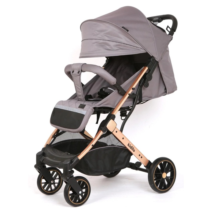 Carut copii, pliabil, tip troler, GHEMOTOC®, model sport, compact, usor de manevrat, ideal pentru plimbarile zilnice si vacanta, gri