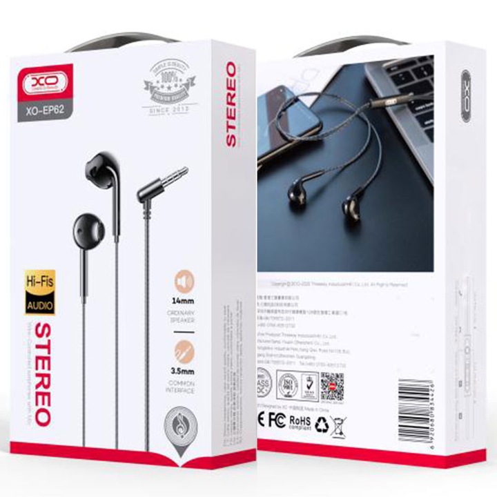 Casti cu Fir XO (EP62), In Ear, 3.5mm, 1.2m, Mic & Volume Key, HiFi, Black