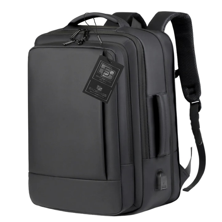 Rucsac de calatorie negru pentru avion, bagaj de mana, USB, de afaceri, de cabina