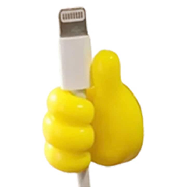 Organizator cabluri, forma de deget, galben, 3x2cm