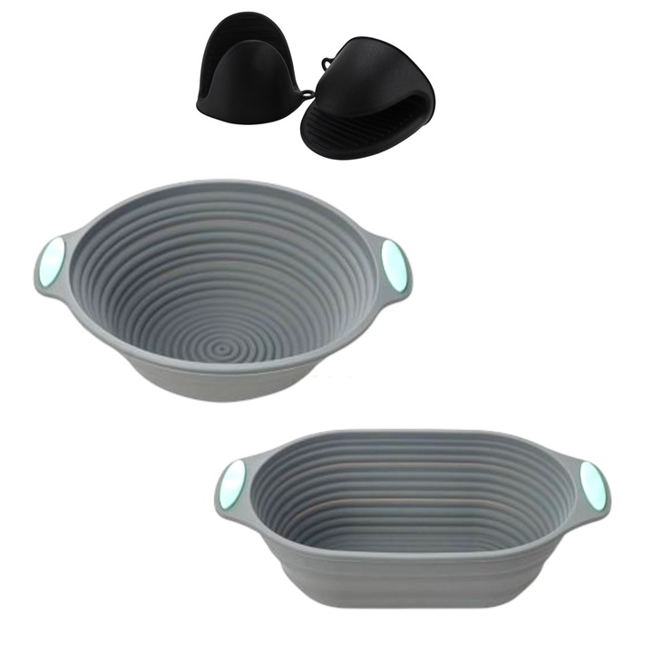 Set Tavi Silicon Pliabile pentru Copt, Friptura, Air Fryer si Microunde – Forme Rotunda si Ovala, Termorezistente pana la 230°C + Manusi Silicon Bonus | Zibba Life™