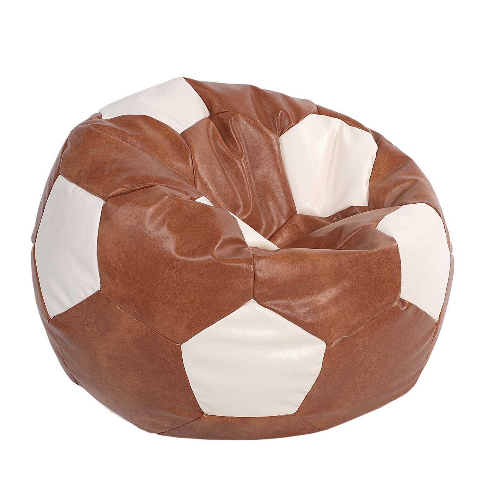 Fotoliu sac tip minge Euroball, Coniac cu crem, piele ecologica, QMOBILI