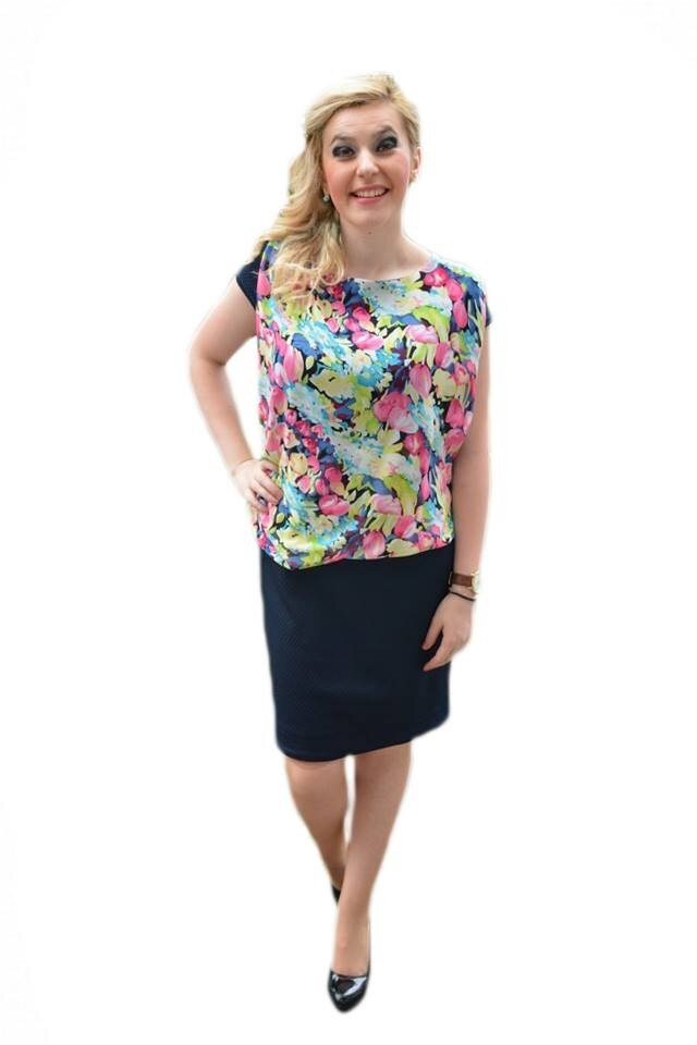 Rochie eleganta cu imprimeu partea de sus,D&J Exclusive, Multicolor