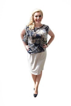 Rochie eleganta cu imprimeu partea de sus,D&J Exclusive, Gri Rochie eleganta cu imprimeu partea de sus,D&J Exclusive, Gri