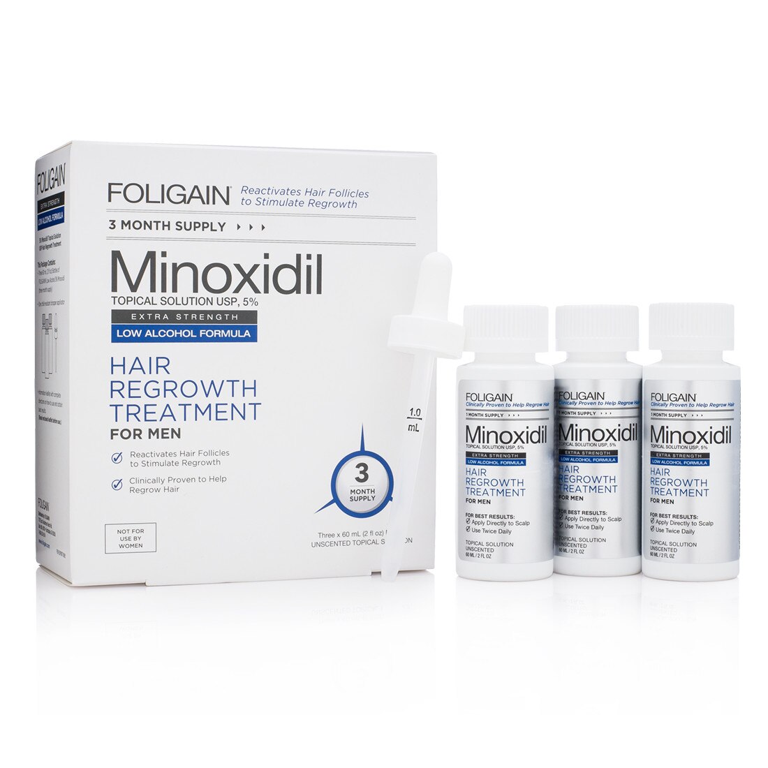 Foligain Minoxidil 5% Tratament regenerare par barbati, 3 luni