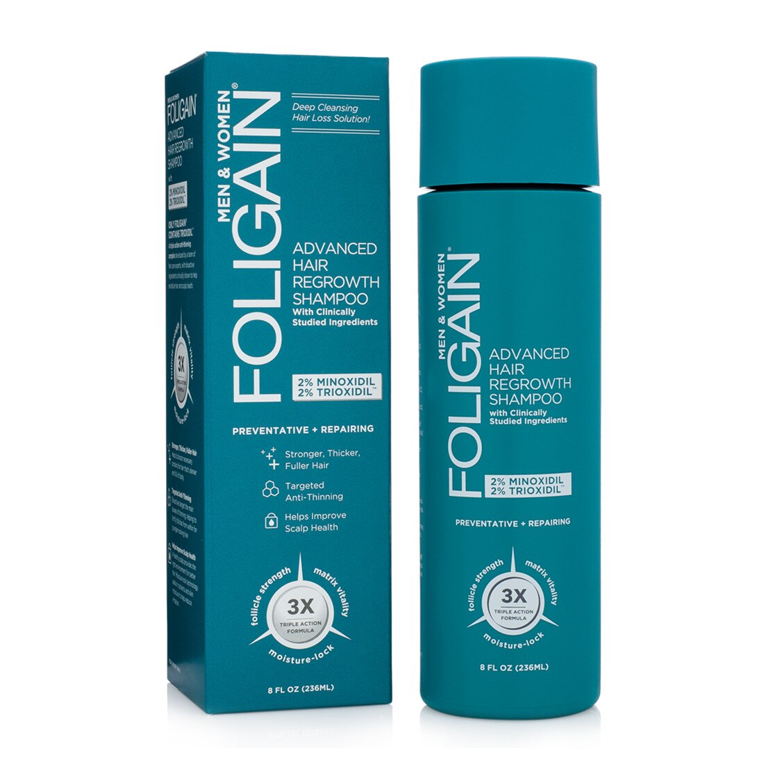 FOLIGAIN Sampon pentru regenerarea parului cu 2% Minoxidil si 2% Trioxidil® (8oz) 236ml