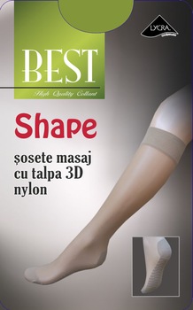 Sosete dama 3D cu talpa desenata de nylon Best Shape 20 Den, Negru, One Size Sosete dama 3D cu talpa desenata de nylon Best Shape 20 Den, Negru, One Size