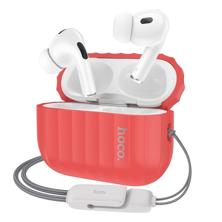 Husa silicon Hoco (WB23) pentru carcasa AirPods Pro2 si Lanyard, Red