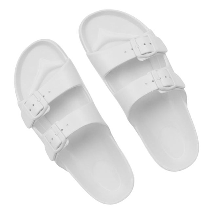 Papuci dama off-white marimea 39-40 – sandale de plaja cu barete duble tip buckle, comozi si moderni, ideali pentru vara si vacanta, ANTBRO®