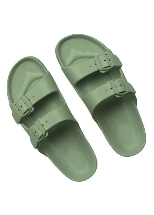 Papuci dama verzi marimea 41 – sandale de plaja cu barete duble tip buckle, stil casual, ideali pentru vara, vacanta si tinute lejere, ANTBRO®