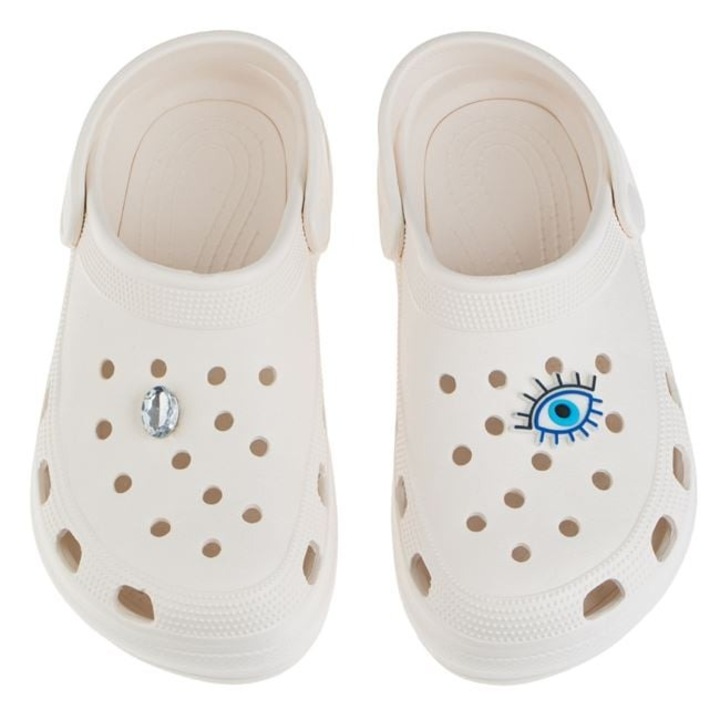 Slapi Saboti Albi cu Diamant si Ochi pentru Femei, Marimea 41 – Papuci de Vara Confortabili si Stilati – ANTBRO®