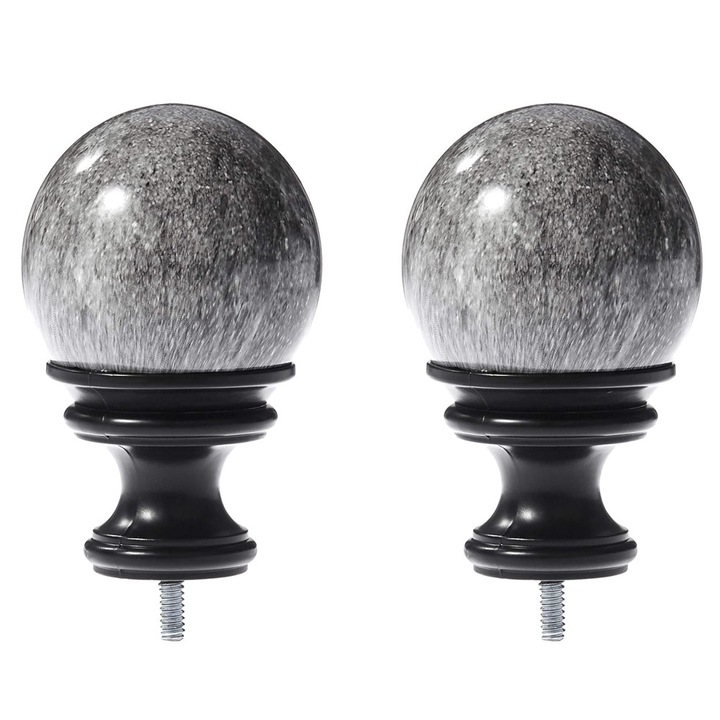 Set Accesorii, Amazon Basics, Capace decorative pentru cornise, 2 bucati, marmura, 10,96x6,5x6,5 cm, negru