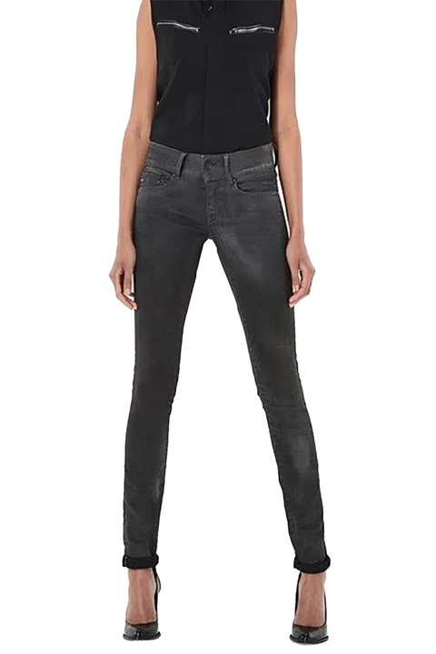 Blugi de damă G-Star RAW Midge Cody Mid Skinny, Cobler Smash, Negru, Negru