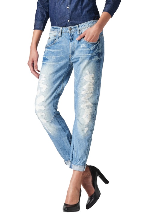 Blugi de damă G-Star RAW Arc 3D Low Waist Boyfriend Neya Denim, Talie joasă, Picior ușor conic, Albastru deschis, Albastru deschis