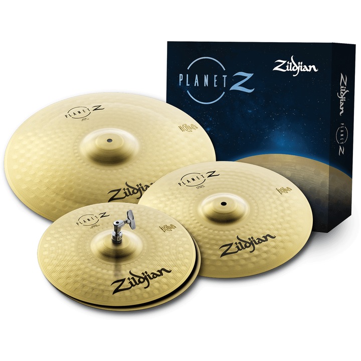 Set de cinele, Zildjian, Planet Z ZP4PK, cinel picior de 14", cinel crash de 16" si cinel ride de 18"