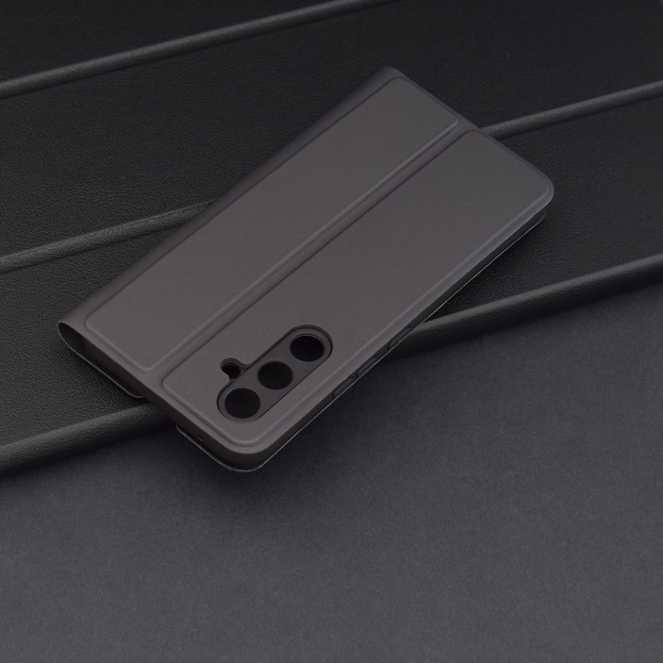 Husa pentru Samsung Galaxy A54, SKYDDAR INNOVATION, Magskin Book, tip Carte cu Portofel Interior, set cu sticker, Negru