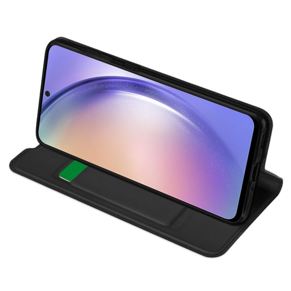 Husa pentru Samsung Galaxy A54, SKYDDAR INNOVATION, Magskin Book, tip Carte cu Portofel Interior, set cu sticker, Negru