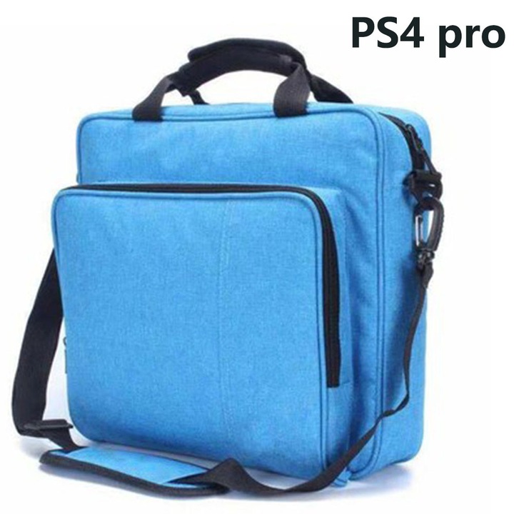 Playstation hordtáska, strapabíró és hordozható válltáska utazáshoz, videójáték konzol táska PS4 Pro-hoz (világoskék)