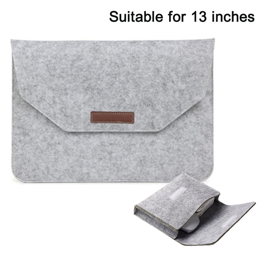 Husa pentru laptop compatibila cu MacBook Pro de 13 inch / 15 inch, MacBook Air, HP Dell Lenovo Notebook, geanta pentru laptop din fetru cu buzunar suplimentar de depozitare (gri argintiu, 13 inch)