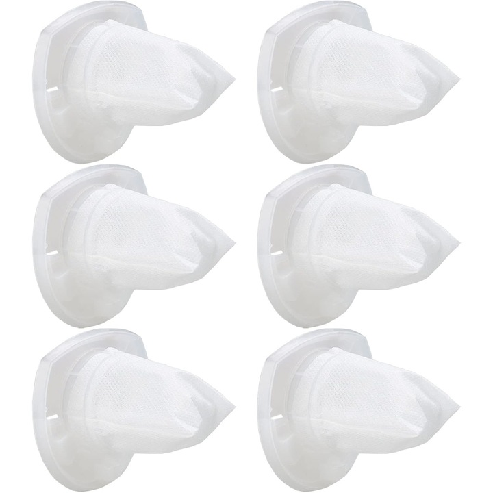 Pachet de 6 filtre pentru aspirator Black & Decker VF110, compatibile CHV1410, CHV9610, CHV1210, CHV1510, 90558113-01, alb