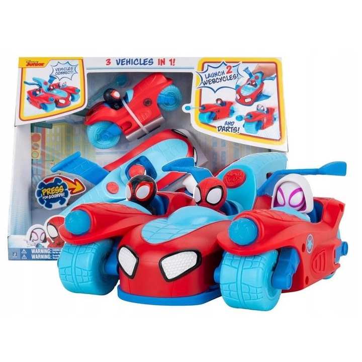 Set Figurine cu vehicule Spidey si prietenii, Echipa Split Racer, Marvel, Recomandat 3 ani+