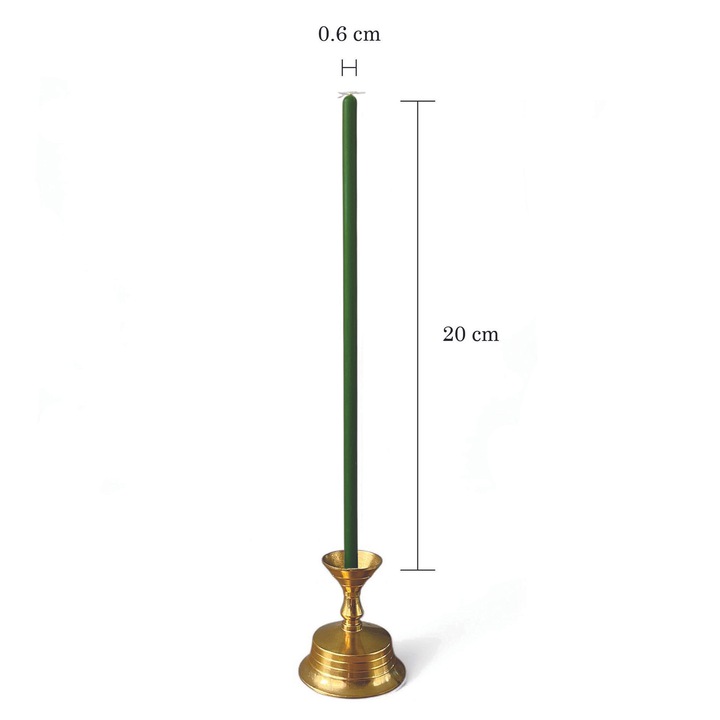 Set 20 lumanari verzi din ceara naturala de albine, subtiri, 20 cm, pentru rugaciuni si ritualuri