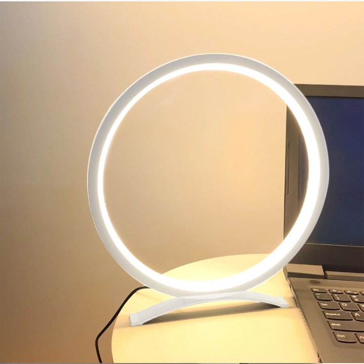 Lampa de masa ZYBLSSBB metalica alba 27x2x17.5cm LED lumina calda