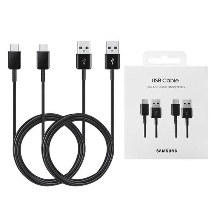 USB - C típusú adatkábel, 2A, 480Mbps, 1,5m, 2 db-os szett, R59, TPE, Samsung EP-DG930MBEGWW, R59, TPE, intenzív sötét