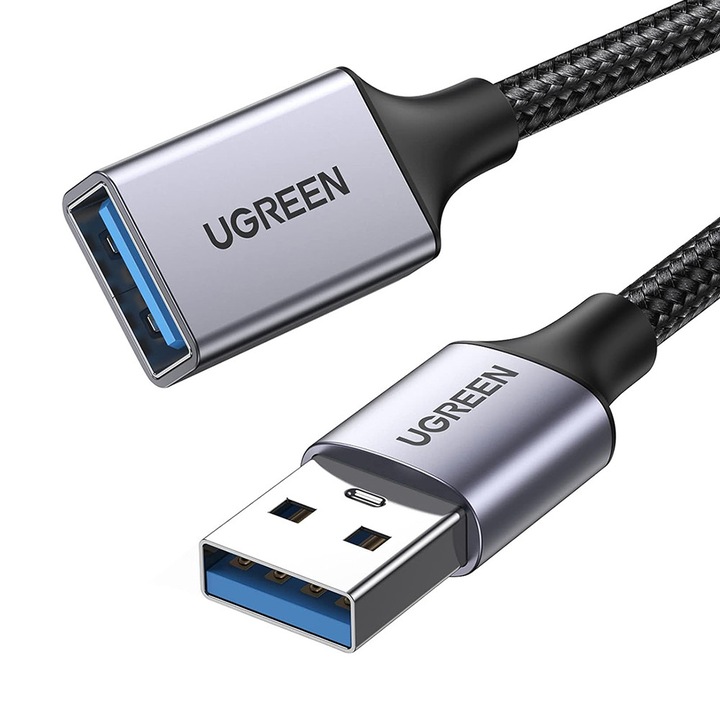 USB apa - USB anya kábel, 2A, 5Gbps, 5m, R58, Nejlon, Intenzív sötét